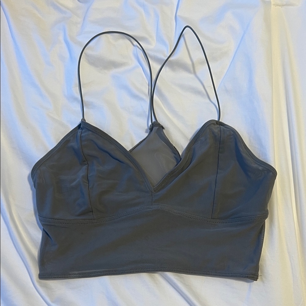Zara Mesh Gray Strappy Top